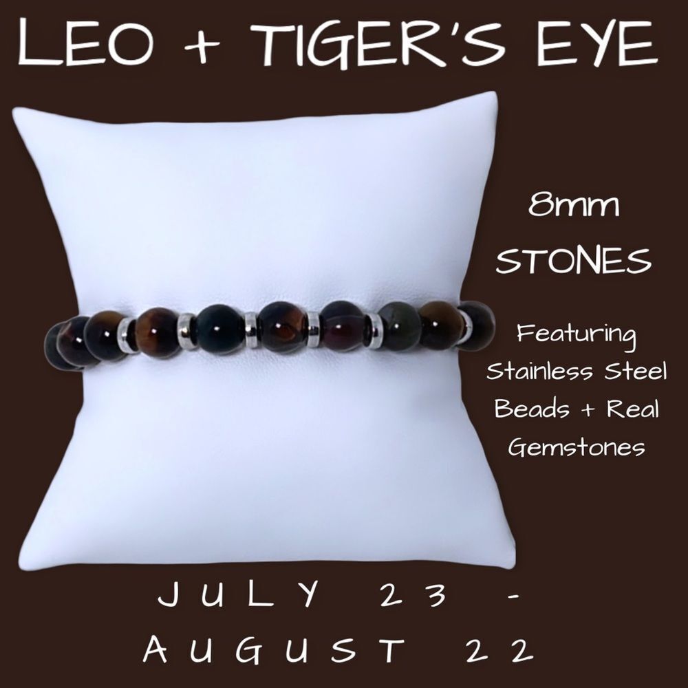 NWT Wool + Pepper Co. Leo + Tiger’s Eye Bracelet (Silver) - Zodiac x Gemstone